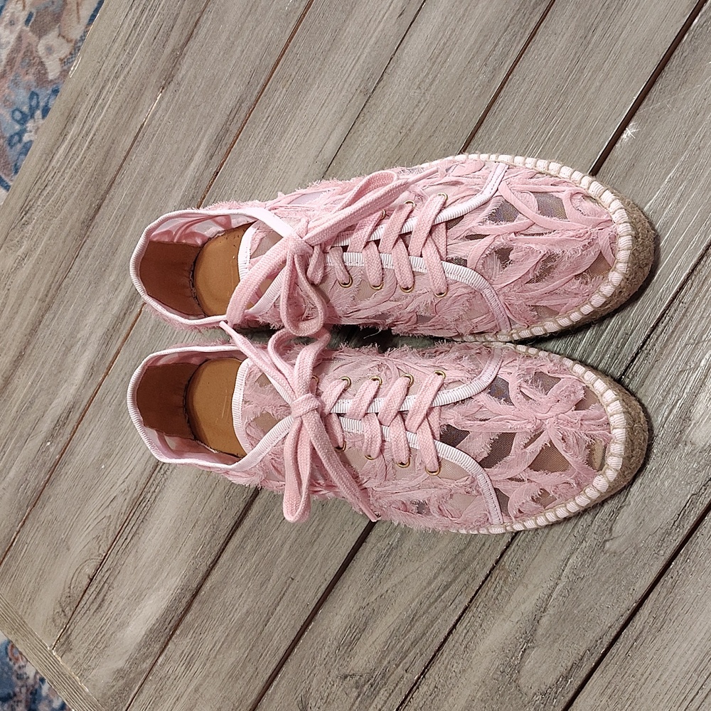 New Jutelia Pink Lace Espadrille Sneakers Size Women's EU 41